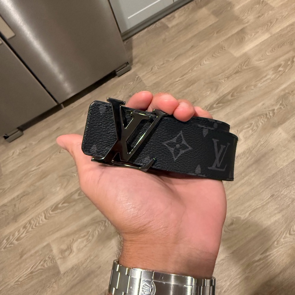Louis Vuitton Black and Gray Monogram Belt